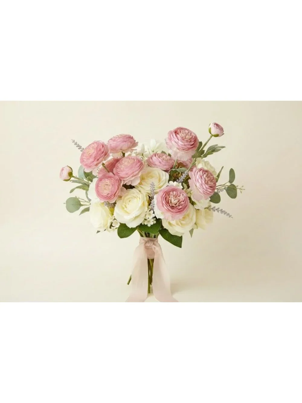 Blush Pink Artificial Ranunculus Peony Style Stems, Set of 2, 20 Inch Silk Flowe